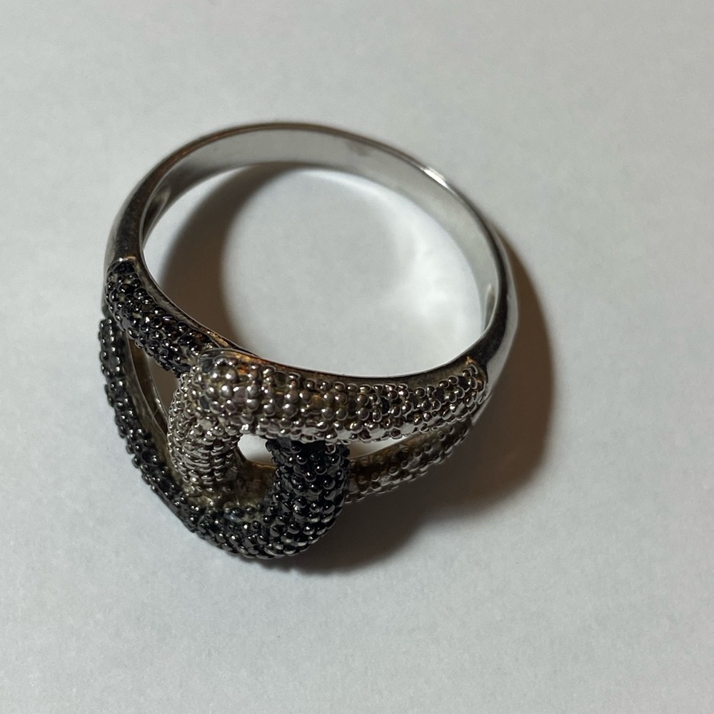 925 Dl Interlock Light & Dark Loop Textured Ring - image 5